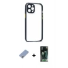 MARSİLYAN™- iPhone 12 Pro Kılıf Nova Asil Özel Seri - Şeffaf 360 Full Body Arka Koruyucu + Koyu Yeşil Metal Kamera Lens Koruma Cam