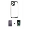 MARSİLYAN™- iPhone 12 Pro Kılıf Nova Asil Özel Seri - Şeffaf 360 Full Body Arka Koruyucu + Neon Fosforlu Kamera Lens - BZ