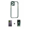 MARSİLYAN™- iPhone 12 Pro Kılıf Nova Asil Özel Seri - Şeffaf 360 Full Body Arka Koruyucu + Neon Fosforlu Kamera Lens - YL