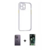 MARSİLYAN™- iPhone 12 Pro Kılıf Nova Asil Özel Seri - Şeffaf 360 Full Body Arka Koruyucu + Neon Fosforlu Kamera Lens - BZ