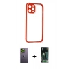 MARSİLYAN™- iPhone 12 Pro Kılıf Nova Asil Özel Seri - Şeffaf 360 Full Body Arka Koruyucu + Neon Fosforlu Kamera Lens - YL