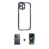 MARSİLYAN™- iPhone 12 Pro Kılıf Nova Asil Özel Seri - Şeffaf 360 Full Body Arka Koruyucu + Neon Fosforlu Kamera Lens - YL