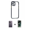 MARSİLYAN™- iPhone 12 Pro Kılıf Nova Asil Özel Seri - Şeffaf 360 Full Body Arka Koruyucu + Neon Fosforlu Kamera Lens - BZ