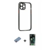 MARSİLYAN™- iPhone 12 Pro Kılıf Nova Asil Özel Seri - Şeffaf 360 Full Body Arka Koruyucu + Pembe Shine Kamera Lens Koruma Cam
