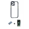 MARSİLYAN™- iPhone 12 Pro Kılıf Nova Asil Özel Seri - Şeffaf 360 Full Body Arka Koruyucu + Pembe Shine Kamera Lens Koruma Cam