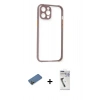 MARSİLYAN™- iPhone 12 Pro Kılıf Nova Asil Özel Seri - Şeffaf Uv Polymer Nano Ekran Koruyucu + Shine Kamera Lens Koruma Cam - GD