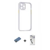 MARSİLYAN™- iPhone 12 Pro Kılıf Nova Asil Özel Seri - Şeffaf Uv Polymer Nano Ekran Koruyucu + Shine Kamera Lens Koruma Cam - GD