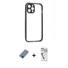MARSİLYAN™- iPhone 12 Pro Kılıf Nova Asil Özel Seri - Şeffaf Uv Polymer Nano Ekran Koruyucu + Metal Kamera Lens Koruma Cam - MI