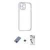 MARSİLYAN™- iPhone 12 Pro Kılıf Nova Asil Özel Seri - Şeffaf Uv Polymer Nano Ekran Koruyucu + Metal Kamera Lens Koruma Cam - MI