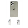 MARSİLYAN™- iPhone 12 Pro Kılıf Nova Asil Özel Seri - Şeffaf Uv Polymer Nano Ekran Koruyucu + Shine Kamera Lens - MI