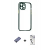 MARSİLYAN™- iPhone 12 Pro Kılıf Nova Asil Özel Seri - Şeffaf Uv Polymer Nano Ekran Koruyucu + Metal Kamera Lens Koruma Cam - GD