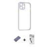 MARSİLYAN™- iPhone 12 Pro Kılıf Nova Asil Özel Seri - Şeffaf Uv Polymer Nano Ekran Koruyucu + Metal Kamera Lens Koruma Cam - GD