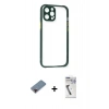 MARSİLYAN™- iPhone 12 Pro Kılıf Nova Asil Özel Seri - Şeffaf Uv Polymer Nano Ekran Koruyucu + Metal Kamera Lens Koruma Cam - KI