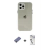 MARSİLYAN™- iPhone 12 Pro Kılıf Nova Asil Özel Seri - Şeffaf Uv Polymer Nano Ekran Koruyucu + Metal Kamera Lens Koruma Cam - GD