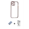 MARSİLYAN™- iPhone 12 Pro Kılıf Nova Asil Özel Seri - Şeffaf Uv Polymer Nano Ekran Koruyucu + Metal Kamera Lens Koruma Cam - KUYL