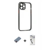 MARSİLYAN™- iPhone 12 Pro Kılıf Nova Asil Özel Seri - Şeffaf Uv Polymer Nano Ekran Koruyucu + Metal Kamera Lens Koruma Cam - KI