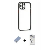 MARSİLYAN™- iPhone 12 Pro Kılıf Nova Asil Özel Seri - Şeffaf Uv Polymer Nano Ekran Koruyucu + Metal Kamera Lens Koruma Cam - KUYL