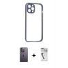 MARSİLYAN™- iPhone 12 Pro Kılıf Nova Asil Özel Seri - Şeffaf Uv Polymer Nano Ekran Koruyucu + Neon Fosforlu Kamera Lens - BZ