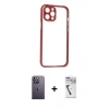 MARSİLYAN™- iPhone 12 Pro Kılıf Nova Asil Özel Seri - Şeffaf Uv Polymer Nano Ekran Koruyucu + Neon Fosforlu Kamera Lens - BZ