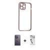 MARSİLYAN™- iPhone 12 Pro Kılıf Nova Asil Özel Seri - Şeffaf Uv Polymer Nano Ekran Koruyucu + Neon Fosforlu Kamera Lens - BZ