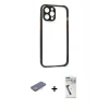 MARSİLYAN™- iPhone 12 Pro Kılıf Nova Asil Özel Seri - Şeffaf Uv Polymer Nano Ekran Koruyucu + Renkli Kamera Lens Koruma Cam - SI