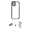 MARSİLYAN™- iPhone 12 Pro Kılıf Nova Asil Özel Seri - Şeffaf Uv Polymer Nano Ekran Koruyucu + Renkli Kamera Lens Koruma Cam - TU