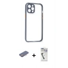 MARSİLYAN™- iPhone 12 Pro Kılıf Nova Asil Özel Seri - Şeffaf Uv Polymer Nano Ekran Koruyucu + Renkli Kamera Lens Koruma Cam - PE