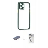 MARSİLYAN™- iPhone 12 Pro Kılıf Nova Asil Özel Seri - Şeffaf Uv Polymer Nano Ekran Koruyucu + Renkli Kamera Lens Koruma Cam - MI