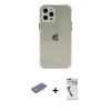 MARSİLYAN™- iPhone 12 Pro Kılıf Nova Asil Özel Seri - Şeffaf Uv Polymer Nano Ekran Koruyucu + Renkli Kamera Lens Koruma Cam - SI