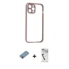 MARSİLYAN™- iPhone 12 Pro Kılıf Nova Asil Özel Seri - Şeffaf Uv Polymer Nano Ekran Koruyucu + Shine Kamera Lens Koruma Cam - GI