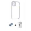 MARSİLYAN™- iPhone 12 Pro Kılıf Nova Asil Özel Seri - Şeffaf Uv Polymer Nano Ekran Koruyucu + Shine Kamera Lens Koruma Cam - GS