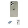 MARSİLYAN™- iPhone 12 Pro Kılıf Nova Asil Özel Seri - Şeffaf Uv Polymer Nano Ekran Koruyucu + Shine Kamera Lens Koruma Cam - GS