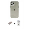 MARSİLYAN™- iPhone 12 Pro Kılıf Nova Asil Özel Seri - Şeffaf Uv Polymer Nano Ekran Koruyucu + Shine Kamera Lens Koruma Cam - SABE