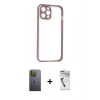 MARSİLYAN™- iPhone 12 Pro Kılıf Nova Asil Özel Seri - Şeffaf Uv Polymer Nano Ekran Koruyucu + Neon Fosforlu Kamera Lens - YL