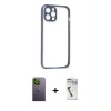MARSİLYAN™- iPhone 12 Pro Kılıf Nova Asil Özel Seri - Şeffaf Uv Polymer Nano Ekran Koruyucu + Neon Fosforlu Kamera Lens - YL