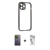 MARSİLYAN™- iPhone 12 Pro Kılıf Nova Asil Özel Seri - Şeffaf Uv Polymer Nano Ekran Koruyucu + Neon Fosforlu Kamera Lens - YL