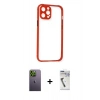 MARSİLYAN™- iPhone 12 Pro Kılıf Nova Asil Özel Seri - Şeffaf Uv Polymer Nano Ekran Koruyucu + Neon Fosforlu Kamera Lens - YL