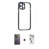 MARSİLYAN™- iPhone 12 Pro Kılıf Nova Asil Özel Seri - Şeffaf Uv Polymer Nano Ekran Koruyucu + Neon Fosforlu Kamera Lens - YL