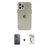 MARSİLYAN™- iPhone 12 Pro Kılıf Nova Asil Özel Seri - Şeffaf Uv Polymer Nano Ekran Koruyucu + Neon Fosforlu Kamera Lens - YL