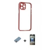 MARSİLYAN™- iPhone 12 Pro Kılıf Nova Asil Özel Seri - Siyah 34D Hayalet Izgaralı Cam + Shine Kamera Lens Koruma Cam - GI