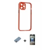 MARSİLYAN™- iPhone 12 Pro Kılıf Nova Asil Özel Seri - Siyah 34D Hayalet Izgaralı Cam + Shine Kamera Lens Koruma Cam - GI