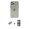 MARSİLYAN™- iPhone 12 Pro Kılıf Nova Asil Özel Seri - Siyah 34D Hayalet Izgaralı Cam + Shine Kamera Lens Koruma Cam - GS