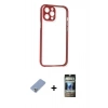 MARSİLYAN™- iPhone 12 Pro Kılıf Nova Asil Özel Seri - Siyah 34D Hayalet Izgaralı Cam + Metal Kamera Lens Koruma Cam - KUYL