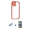 MARSİLYAN™- iPhone 12 Pro Kılıf Nova Asil Özel Seri - Siyah 34D Hayalet Izgaralı Cam + Shine Kamera Lens Koruma Cam - MI