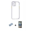 MARSİLYAN™- iPhone 12 Pro Kılıf Nova Asil Özel Seri - Siyah 34D Hayalet Izgaralı Cam + Shine Kamera Lens Koruma Cam - MI