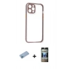 MARSİLYAN™- iPhone 12 Pro Kılıf Nova Asil Özel Seri - Siyah 34D Hayalet Izgaralı Cam + Shine Kamera Lens Koruma Cam - MI