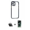 MARSİLYAN™- iPhone 12 Pro Kılıf Nova Asil Özel Seri - Siyah 360 Mat Full Body Arka Koruyucu + Kamera Lens Koruma Cam - SF