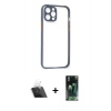 MARSİLYAN™- iPhone 12 Pro Kılıf Nova Asil Özel Seri - Siyah 360 Mat Full Body Arka Koruyucu + Kamera Lens Koruma Cam - SF
