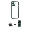 MARSİLYAN™- iPhone 12 Pro Kılıf Nova Asil Özel Seri - Siyah 360 Mat Full Body Arka Koruyucu + Kamera Lens Koruma Cam - SF