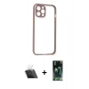 MARSİLYAN™- iPhone 12 Pro Kılıf Nova Asil Özel Seri - Siyah 360 Mat Full Body Arka Koruyucu + Kamera Lens Koruma Cam - SF